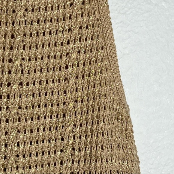 Chico's Sleeveless Knit Midi Dress Tan Cotton Crochet Boho Scoop Neck Size 1(M) - Picture 8 of 13